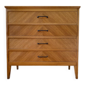 Commode 4 tiroirs Scandinave à pied compas vintage