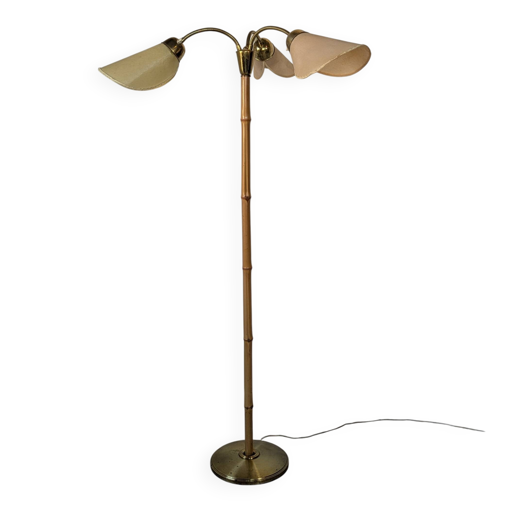 Bamboo and brass floor lamp
