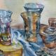 Tableau aquarelle Nature Morte aux verres signée Guy Barbier