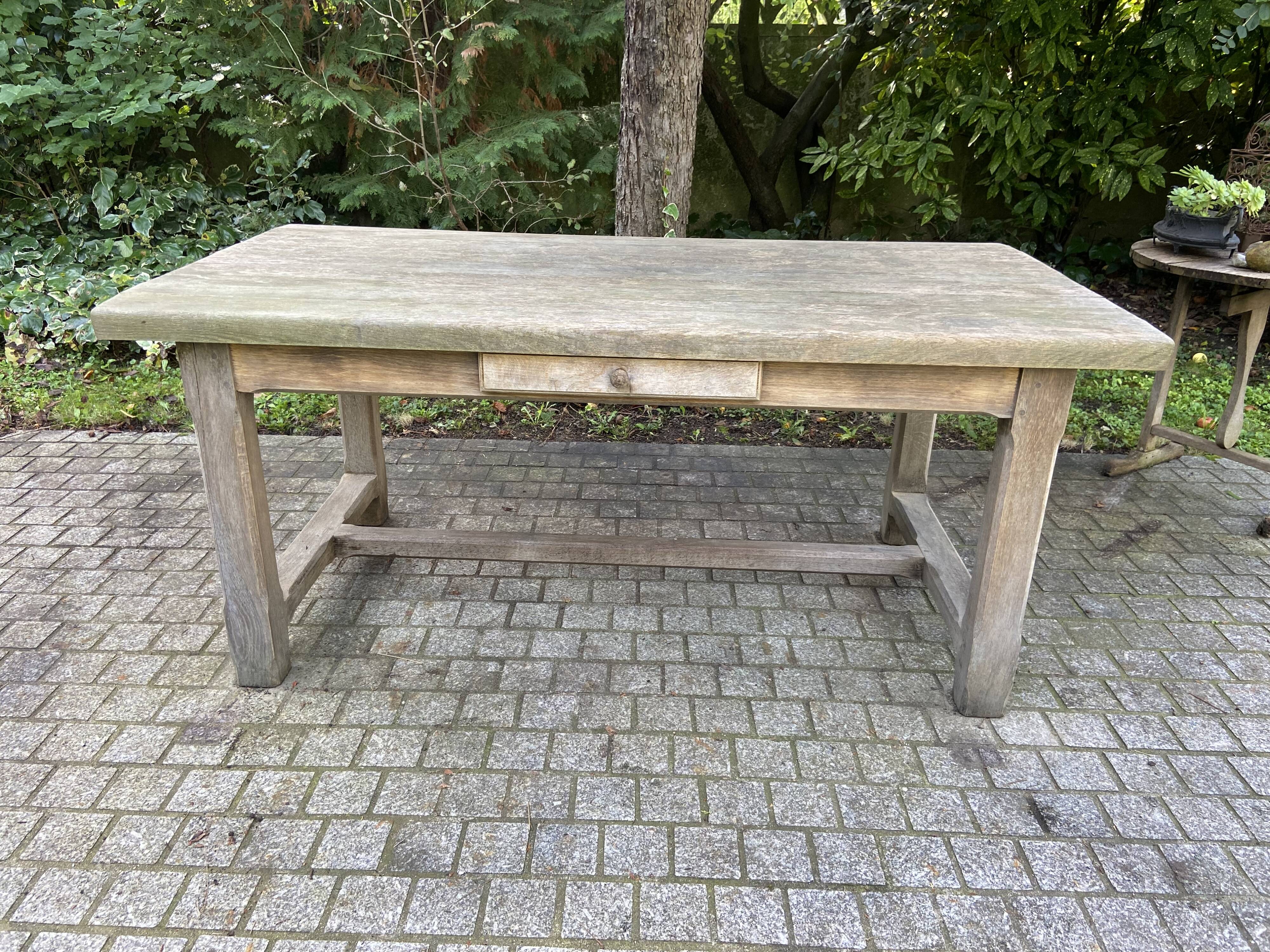 Solid oak farmhouse table 1950 - 170 cm x 86 cm