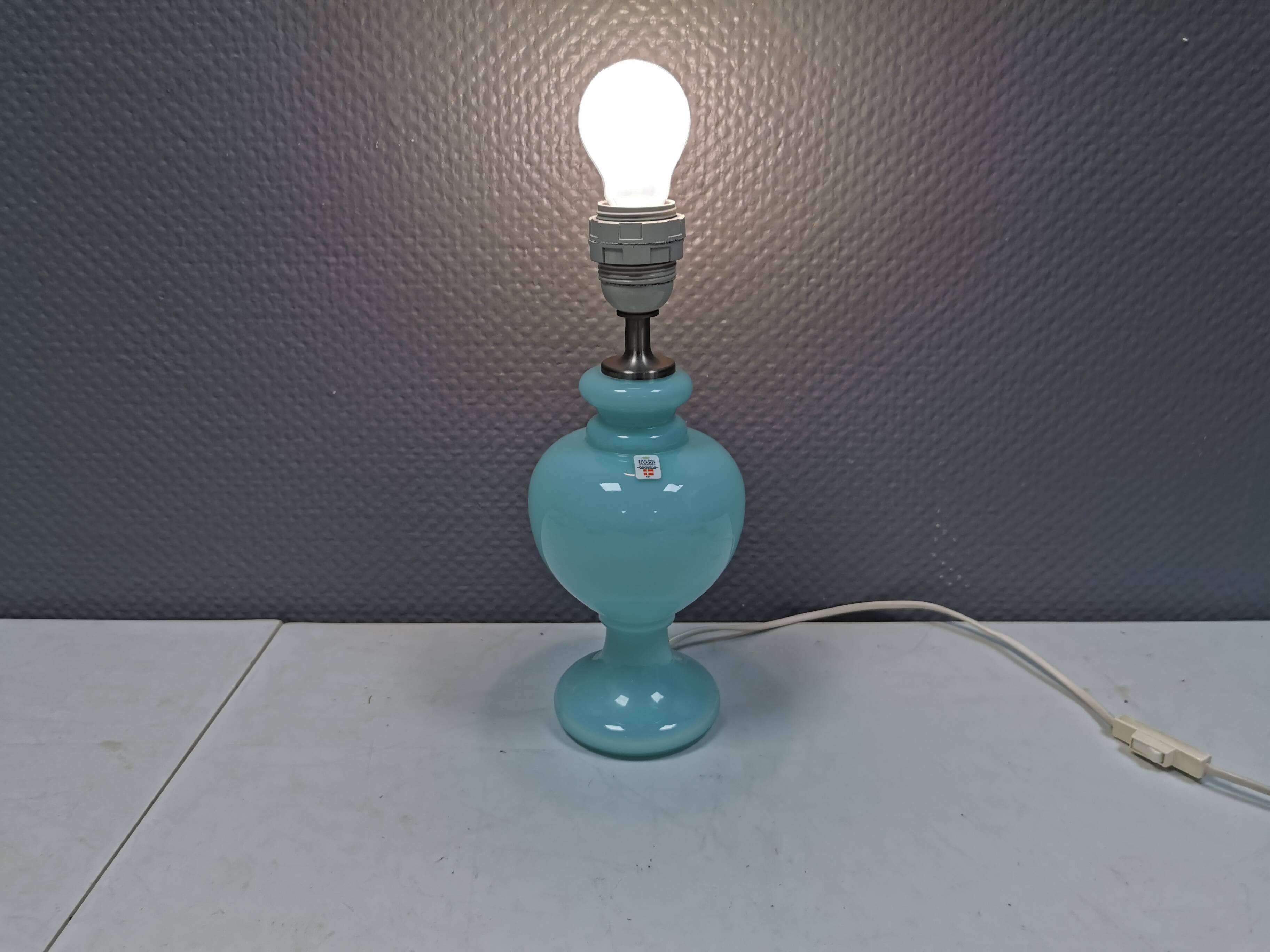 Holmegaard table lamp in Rare delicate green/mint green glass, model Florence 1989