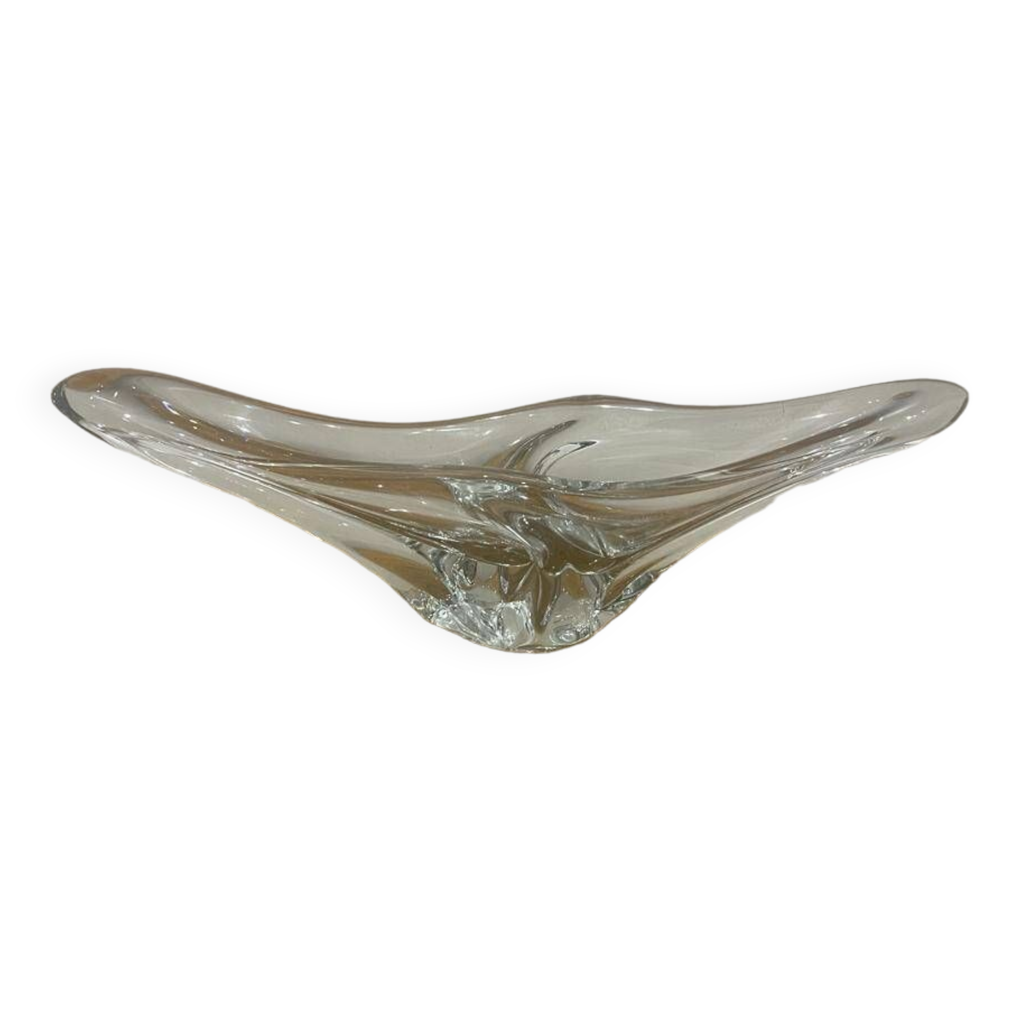 Large crystal bowl signed Daum Croix de Lorraine France.