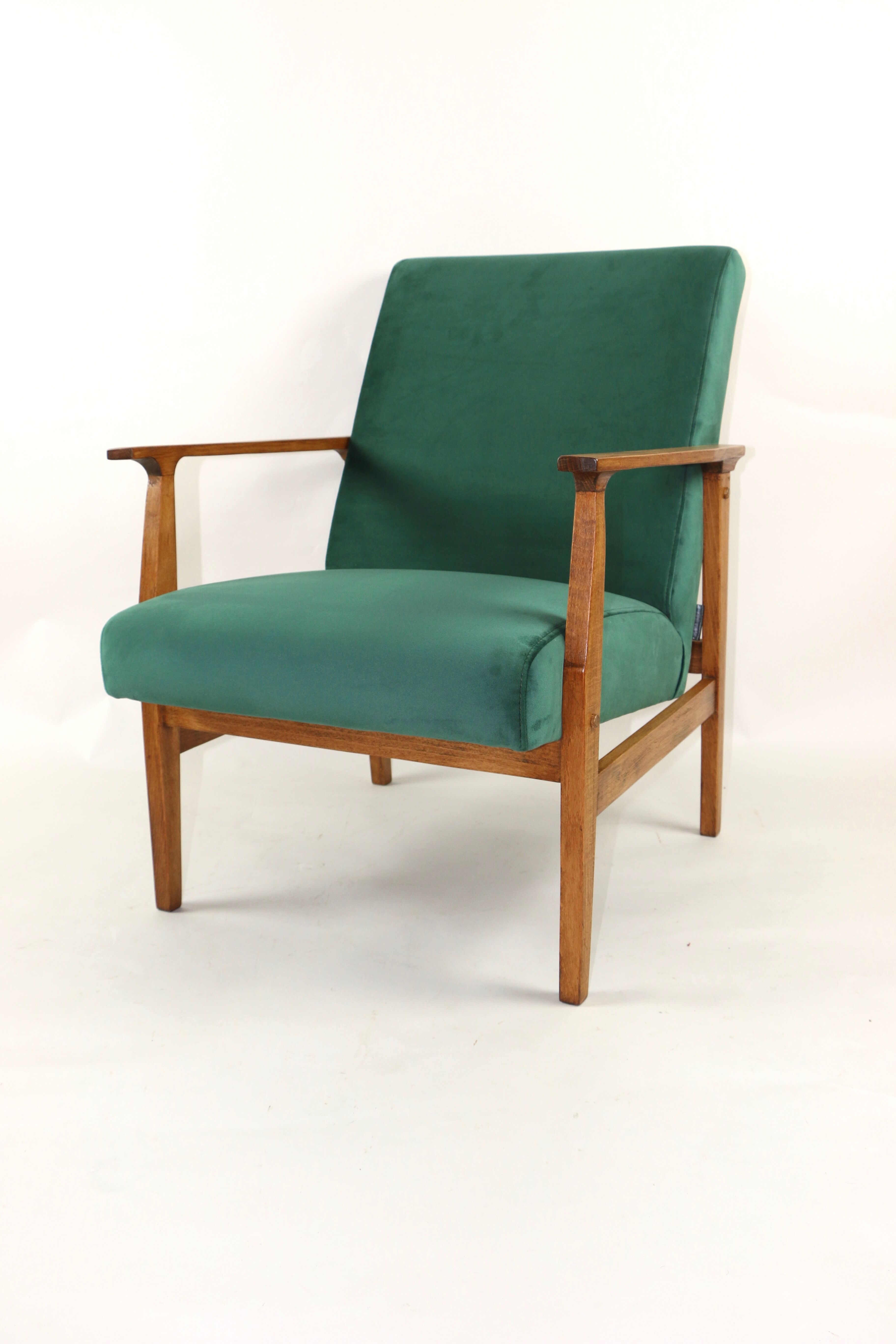 Fauteuil en velours vert vintage, 1970