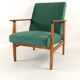 Fauteuil en velours vert vintage, 1970