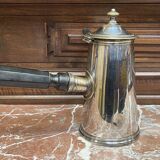 Napoleon III chocolate pot, late 19th century, in silver-plated metal
