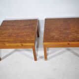 Vintage End Grain Wood Mosaic Tables  1960s