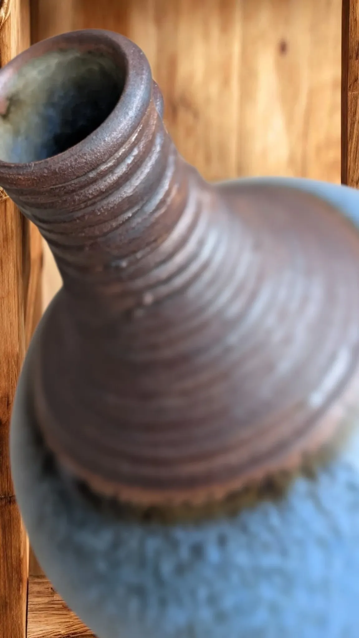 Superb Contemporary Blue Stoneware Round Vase – Signed Pierre Bernier