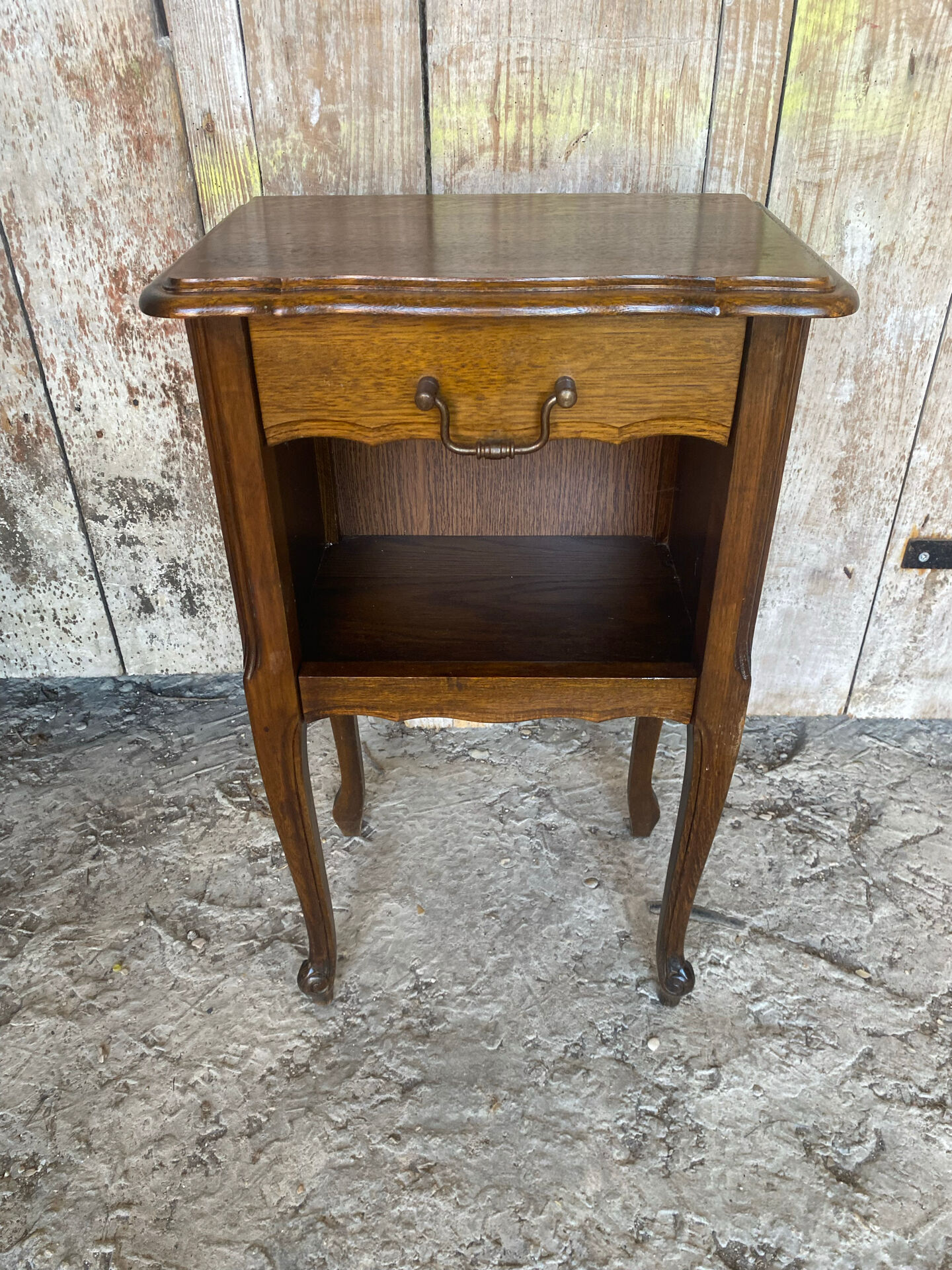 Antique nightstand louis xv style wood drawer + vintage case