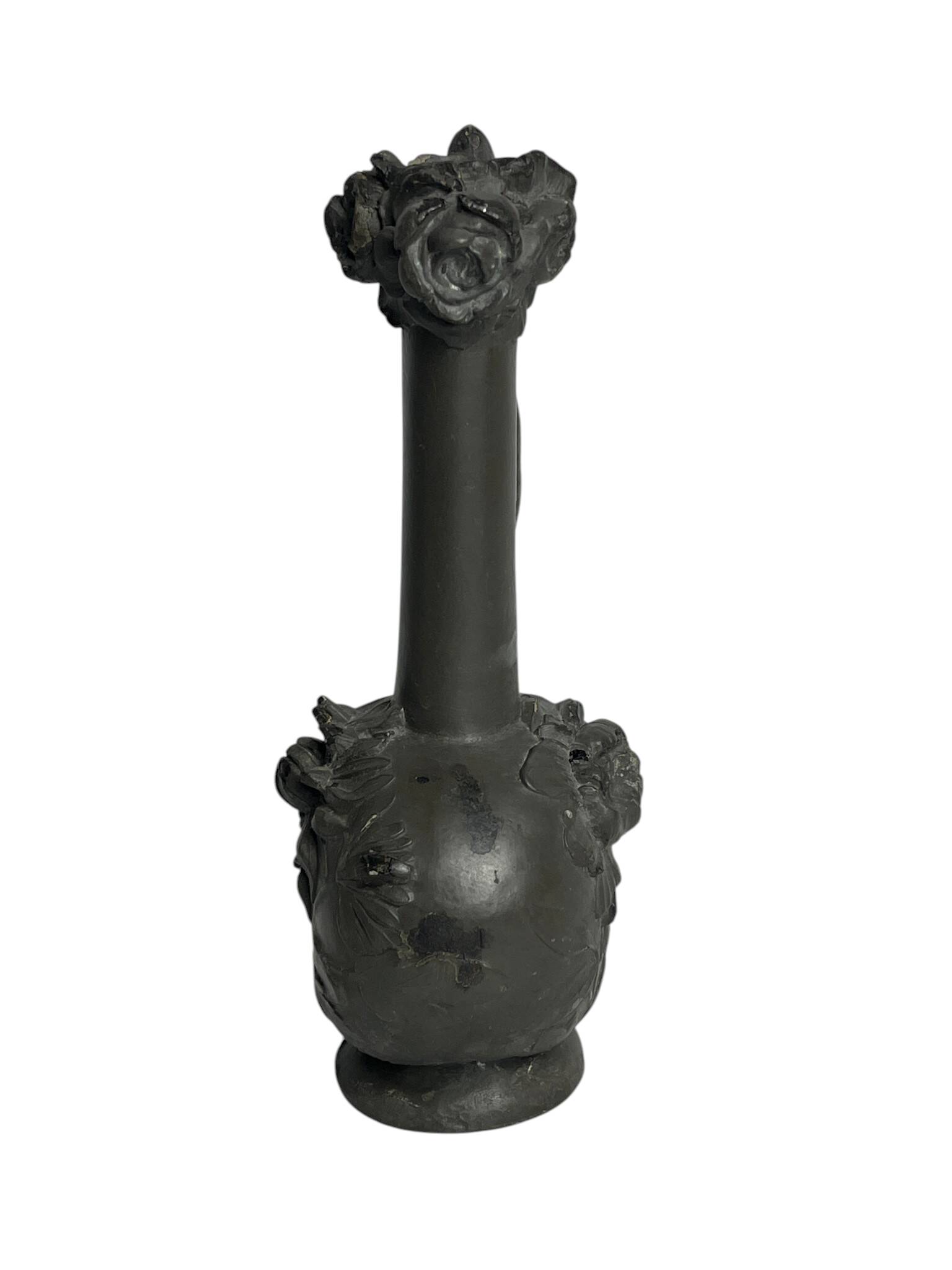 Art Nouveau, a single flower vase jug in pewter signed Petiz around 1900.