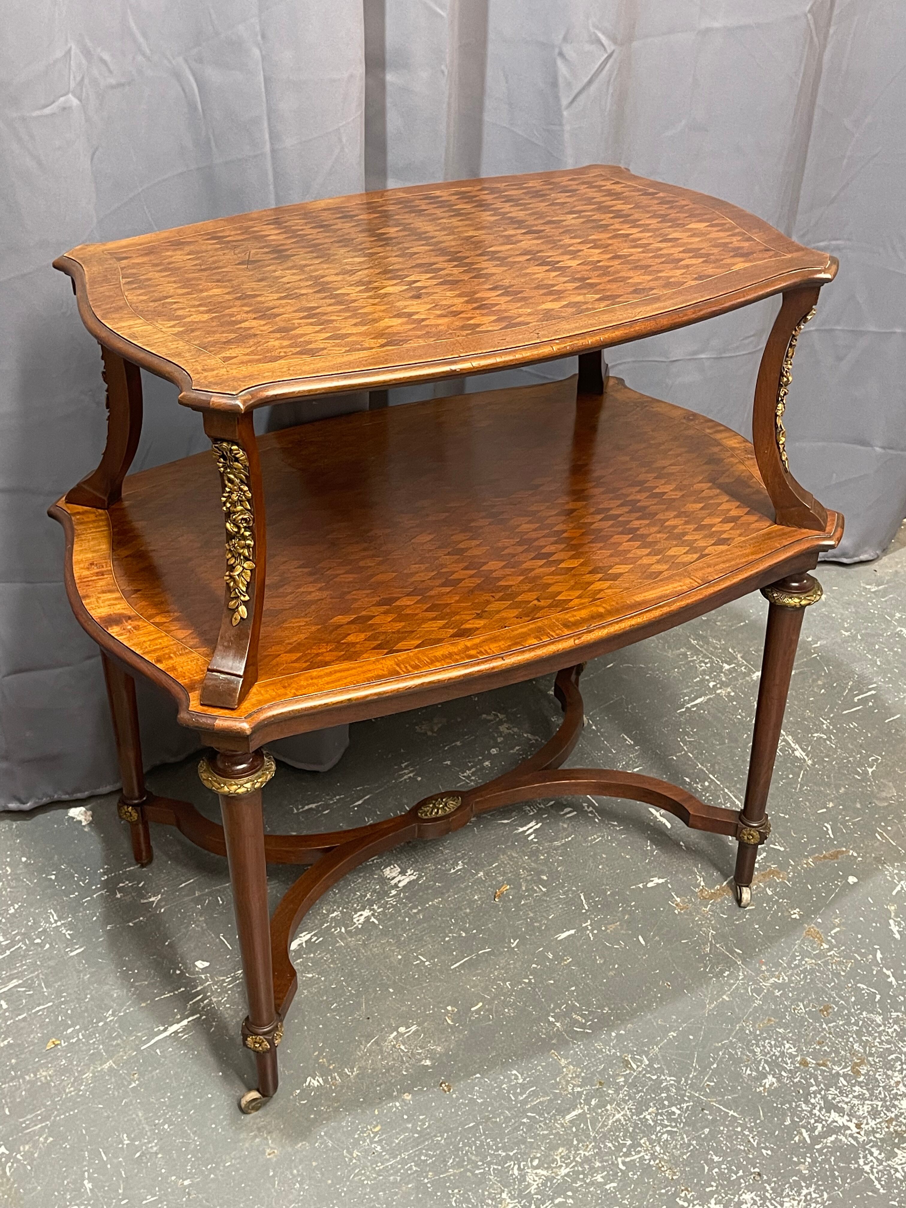 Tea table, marquetry living room table, early 20th century