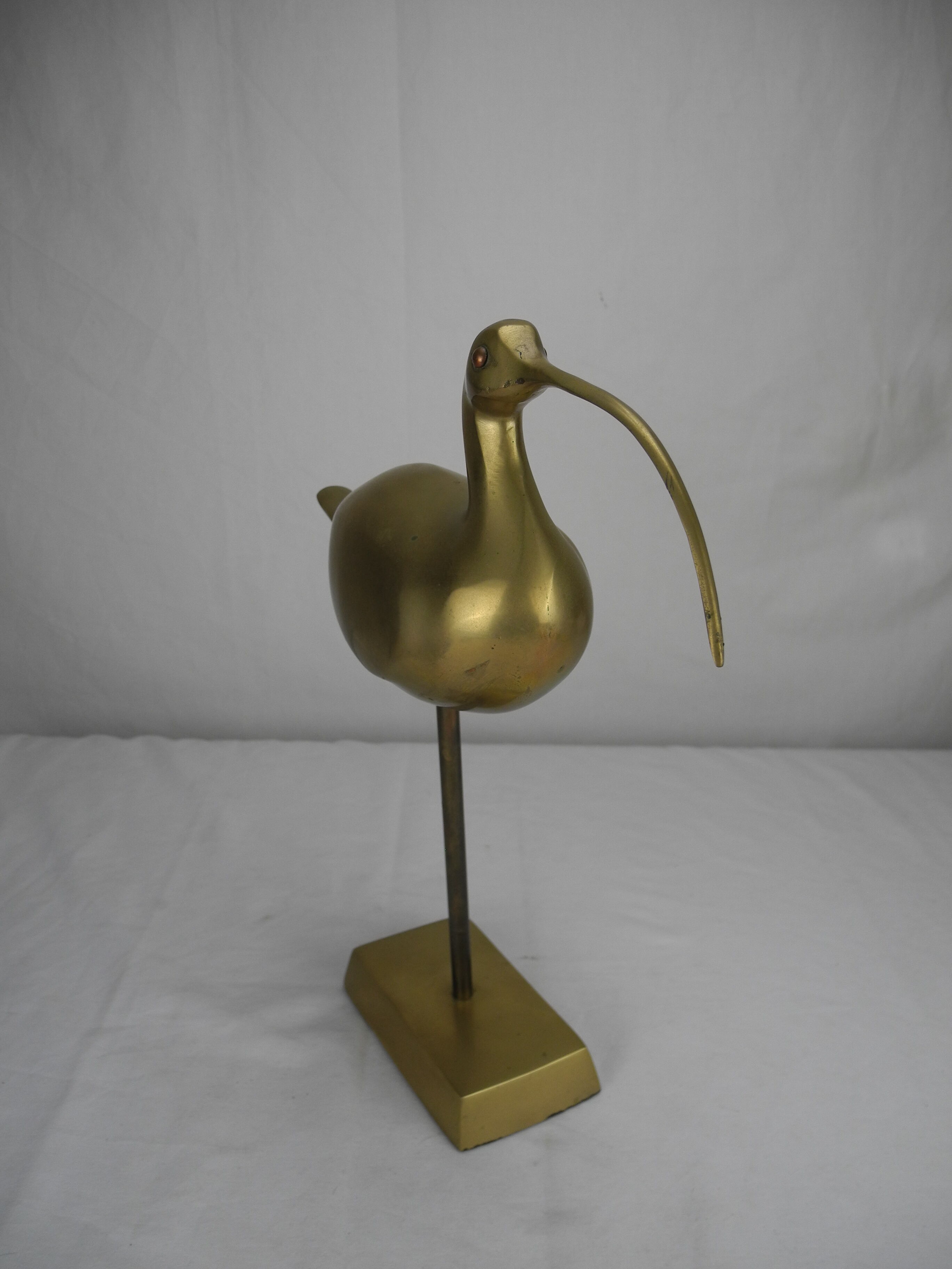 Old statuette bird brass deco vintage brass bird statue curlew