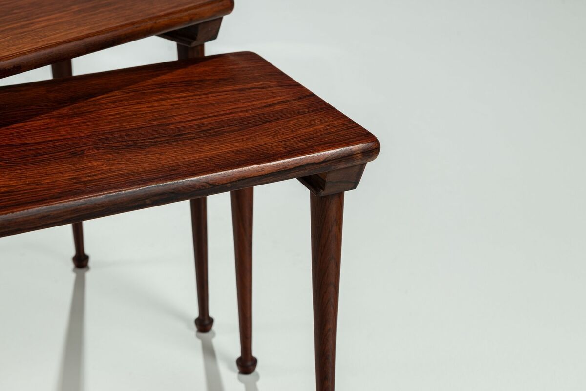 Set of 3 Danish nesting tables in rosewood Denmark 1960