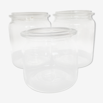 Lot de 3 bocaux en verre blanc