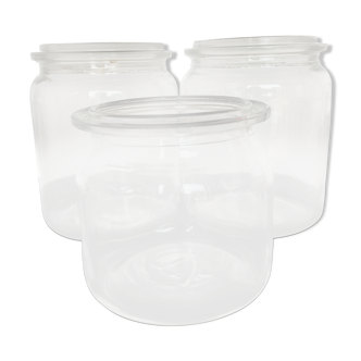 Lot de 3 bocaux en verre blanc