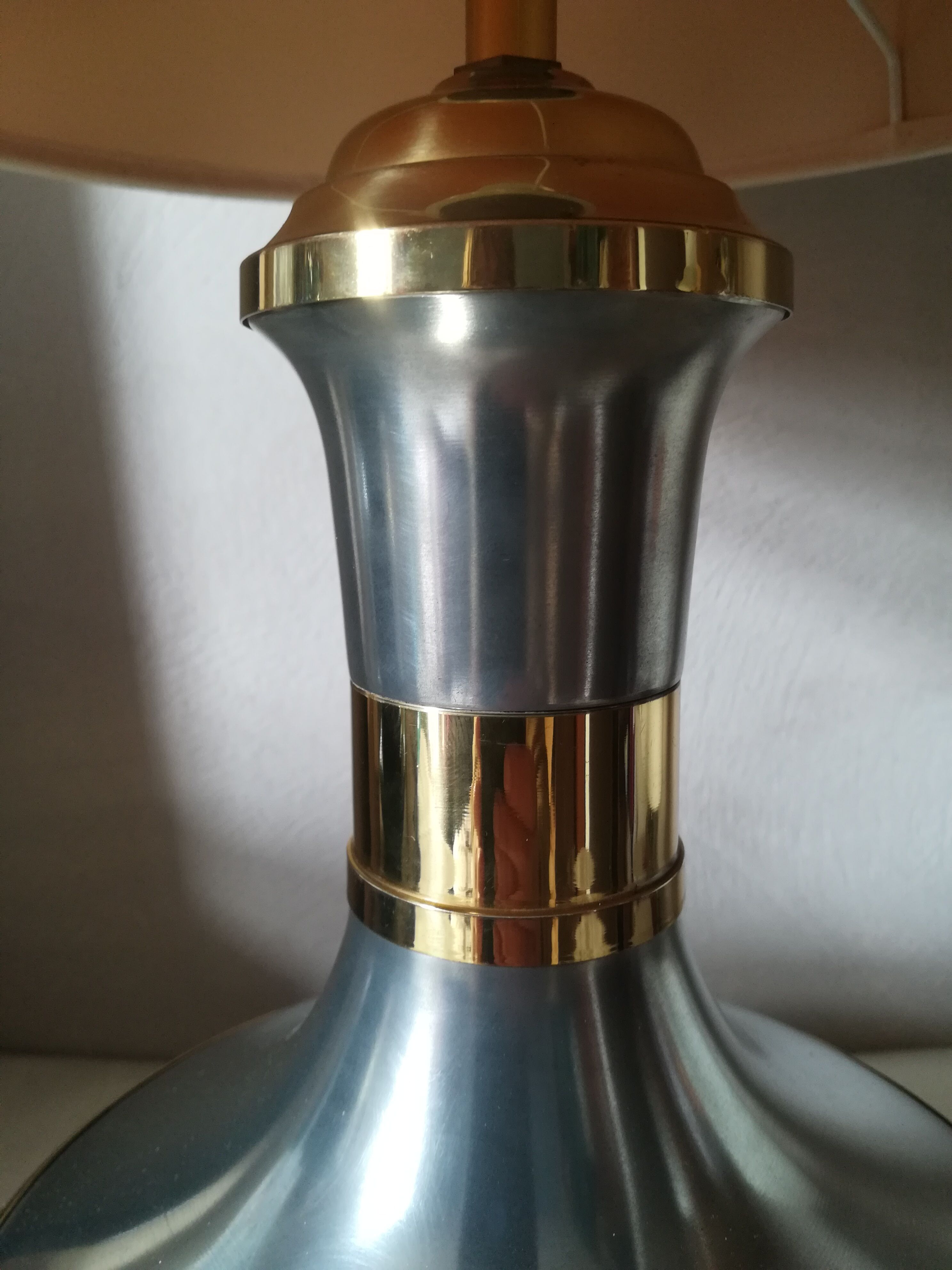 Satin metal and brass lamp