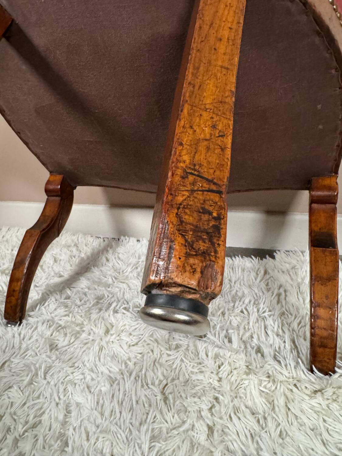 Office armchair 19th Restoration style wood and leather