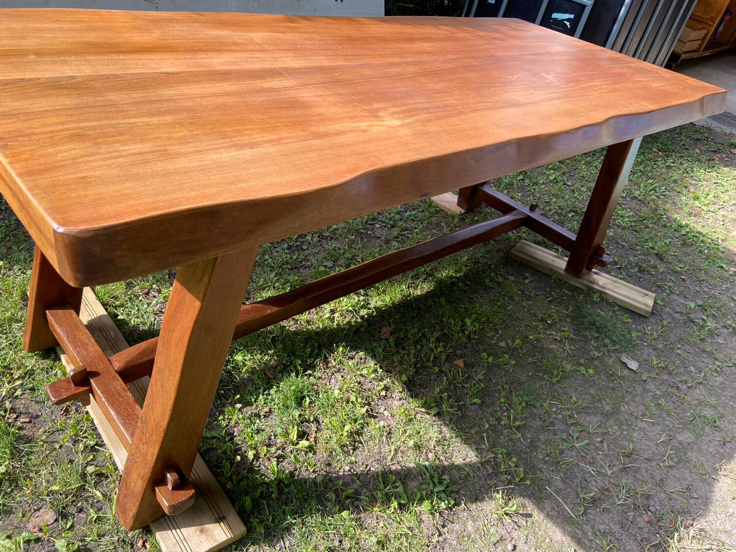Brutalist dining table from the 1950s in solid elm.