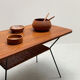 Side table wicker and wood 60s