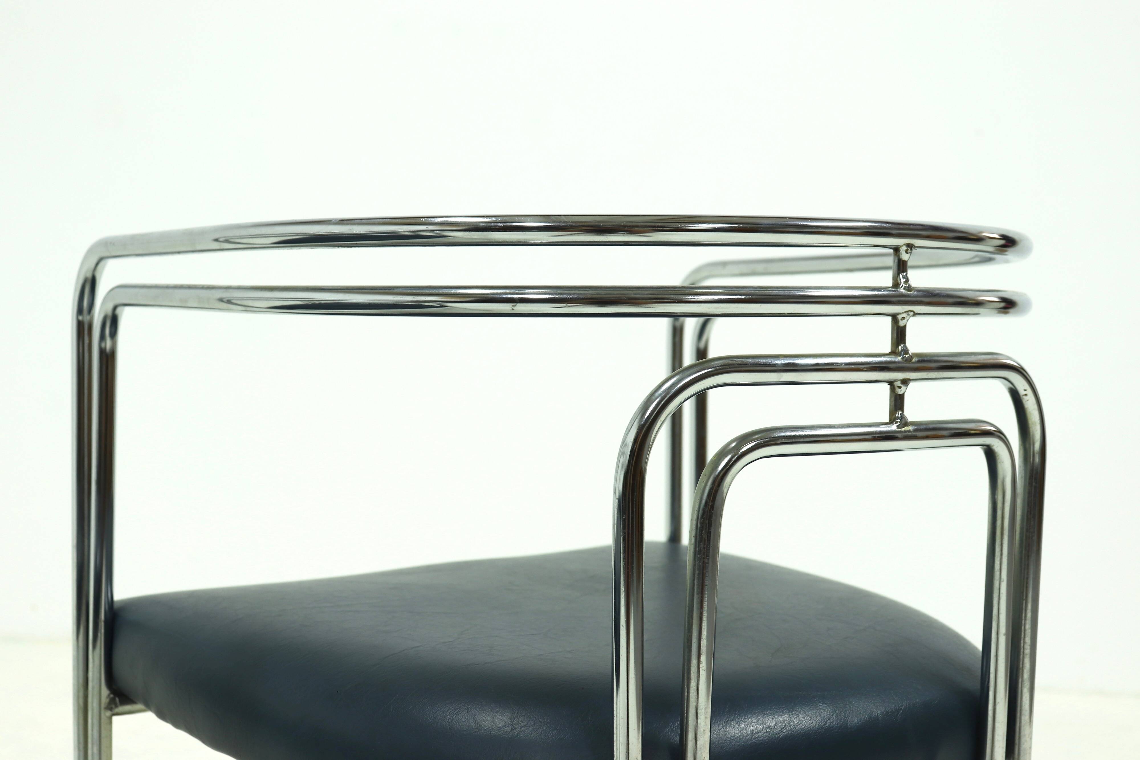 Set of 3 Chromed Steel Dining Chairs, France 1970s