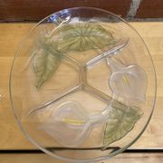 Ancient mendiant plate luminarc design arum lily moulded glass floral decor
