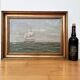 Vintage original seascape oil painting, signed coastal landscape