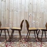 Set of 4 Baumann chairs model Eye in wood, 1950s design.