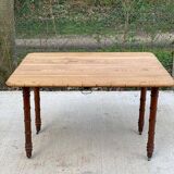 Louis Philippe 19th century square table with shutters in solid oak wood on casters