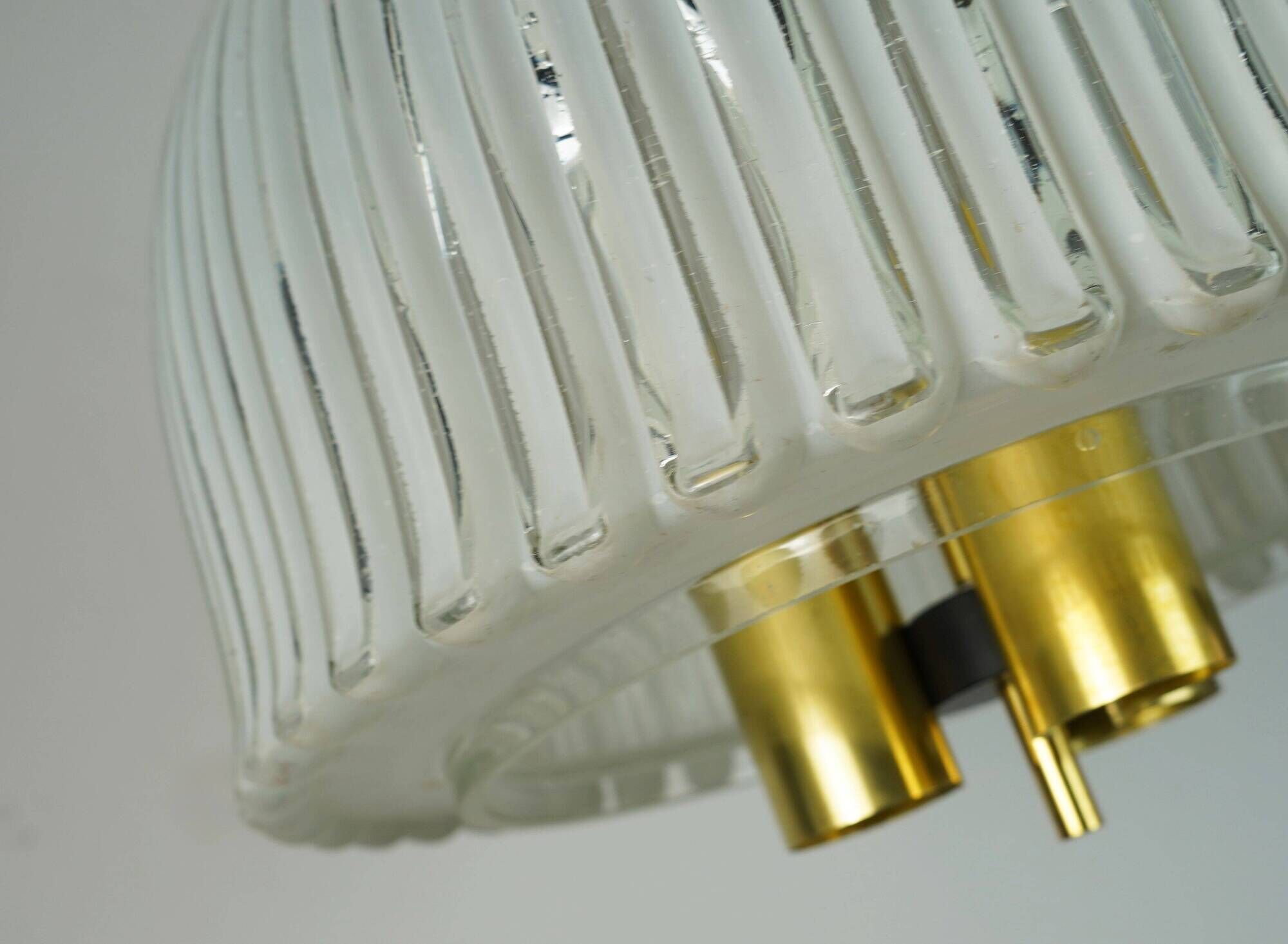 limburg mid century PENDANT LIGHT model P 239 a 4168 glass and brass 1960s