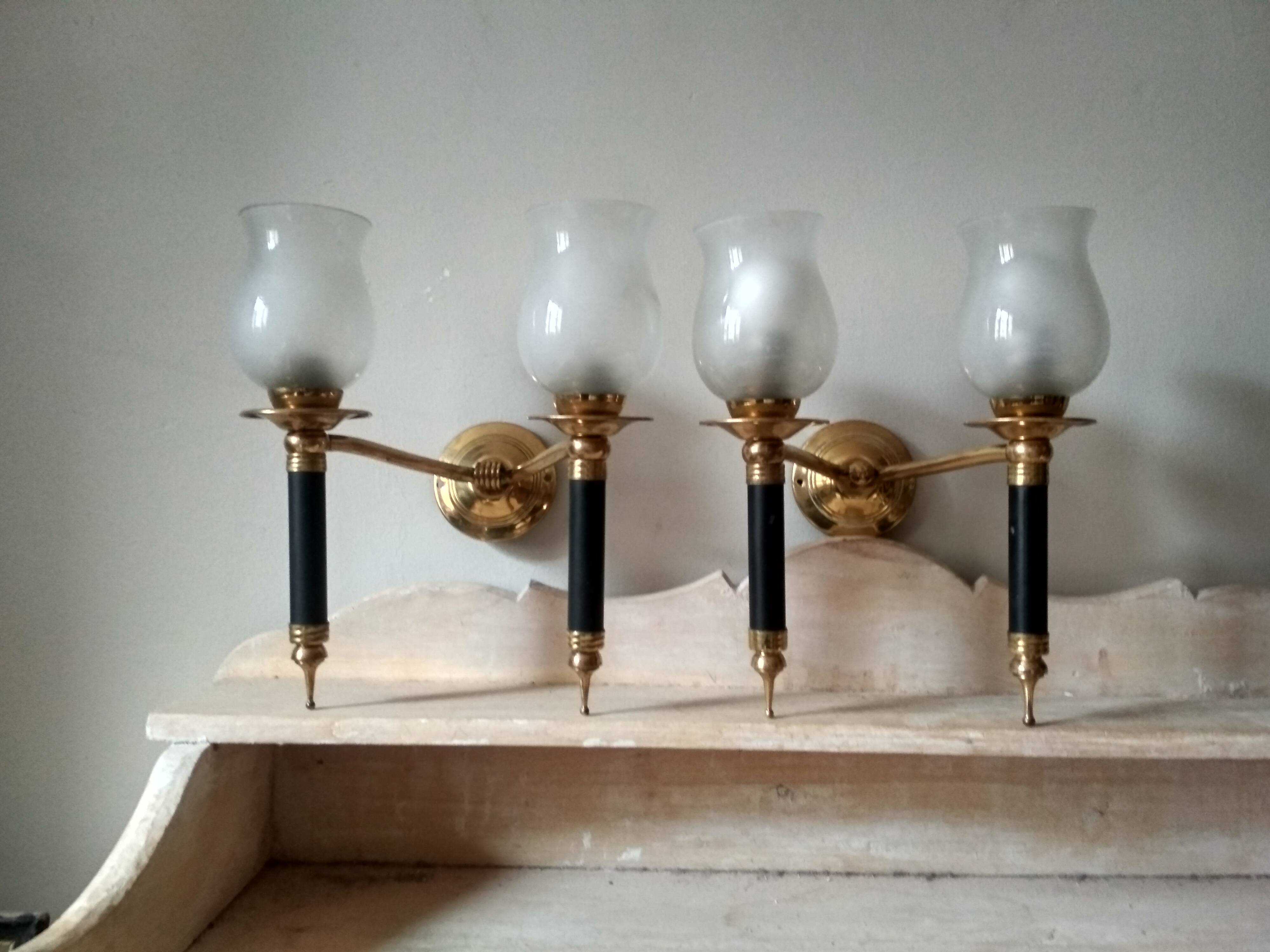 Pair of vintage 50s wall lights, 2 sconces