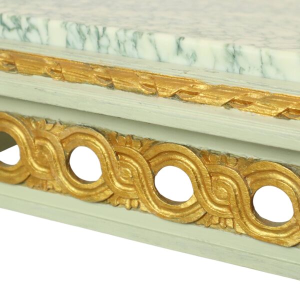 Console d'appoint ancienne en marbre vert doré d'époque Louis XVI