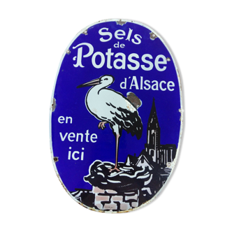 Ancient enamelled plaque "Salts of Potash of Alsace" 40x59cm 1930