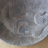 Wenge monoxyl carved dish decorated with fish