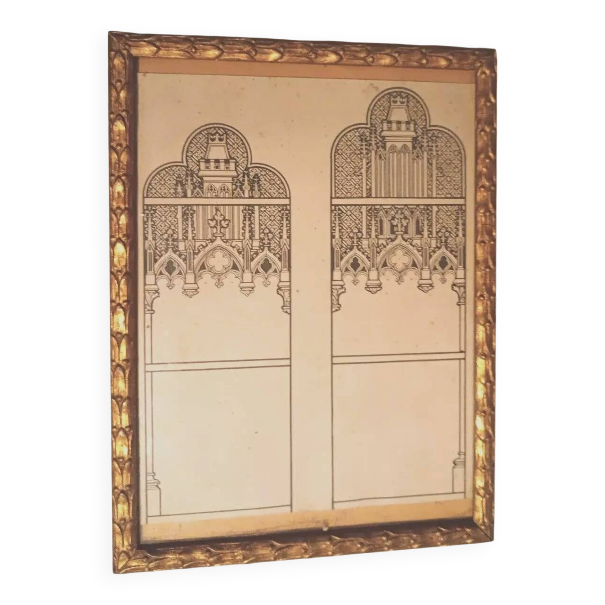 Ink drawing, early 1900s, study of stained glass windows