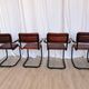 Set of 4 Vintage Quilted Leather Dining Chairs: Black Metal Base