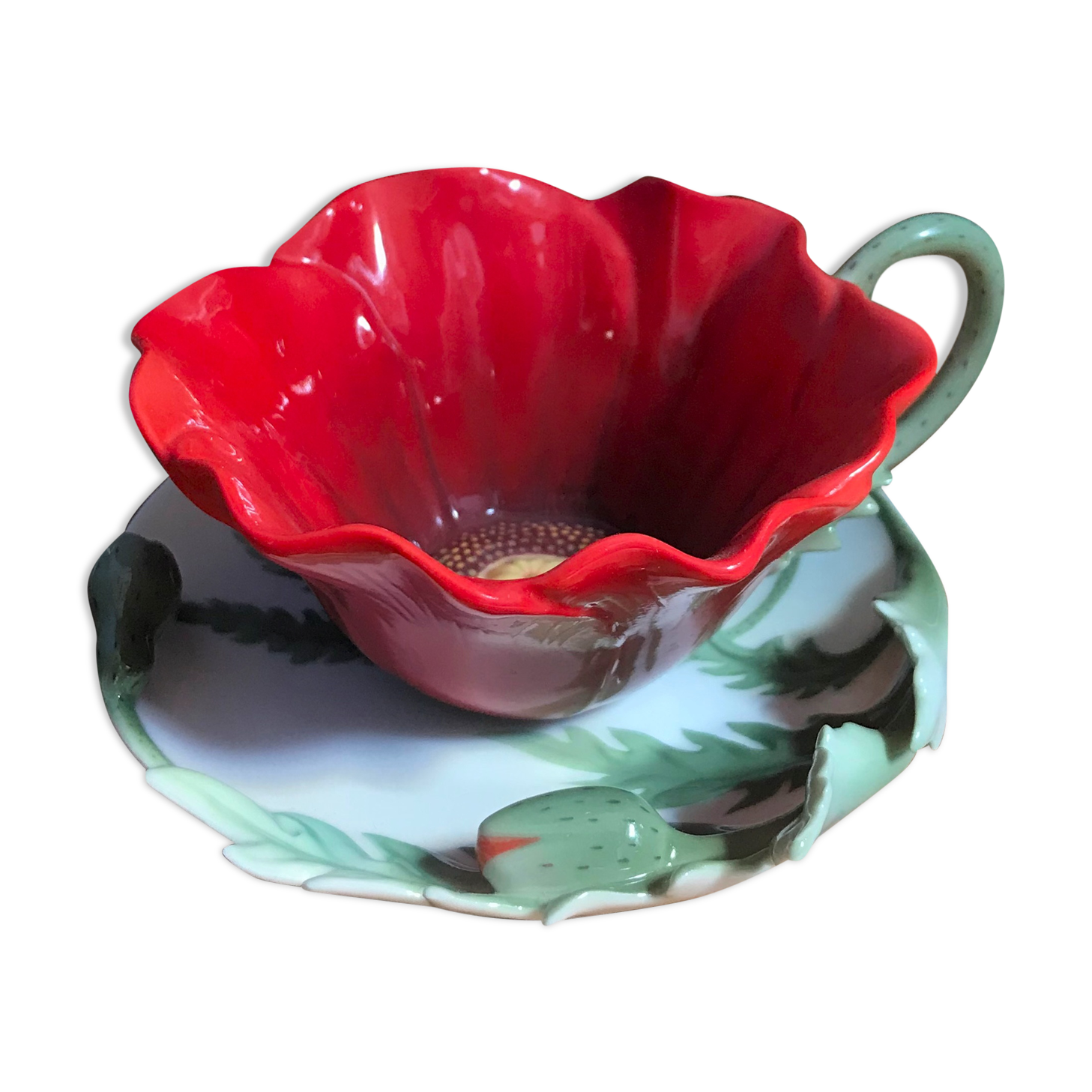 Coffee cup with its under cup, Franz porcelain