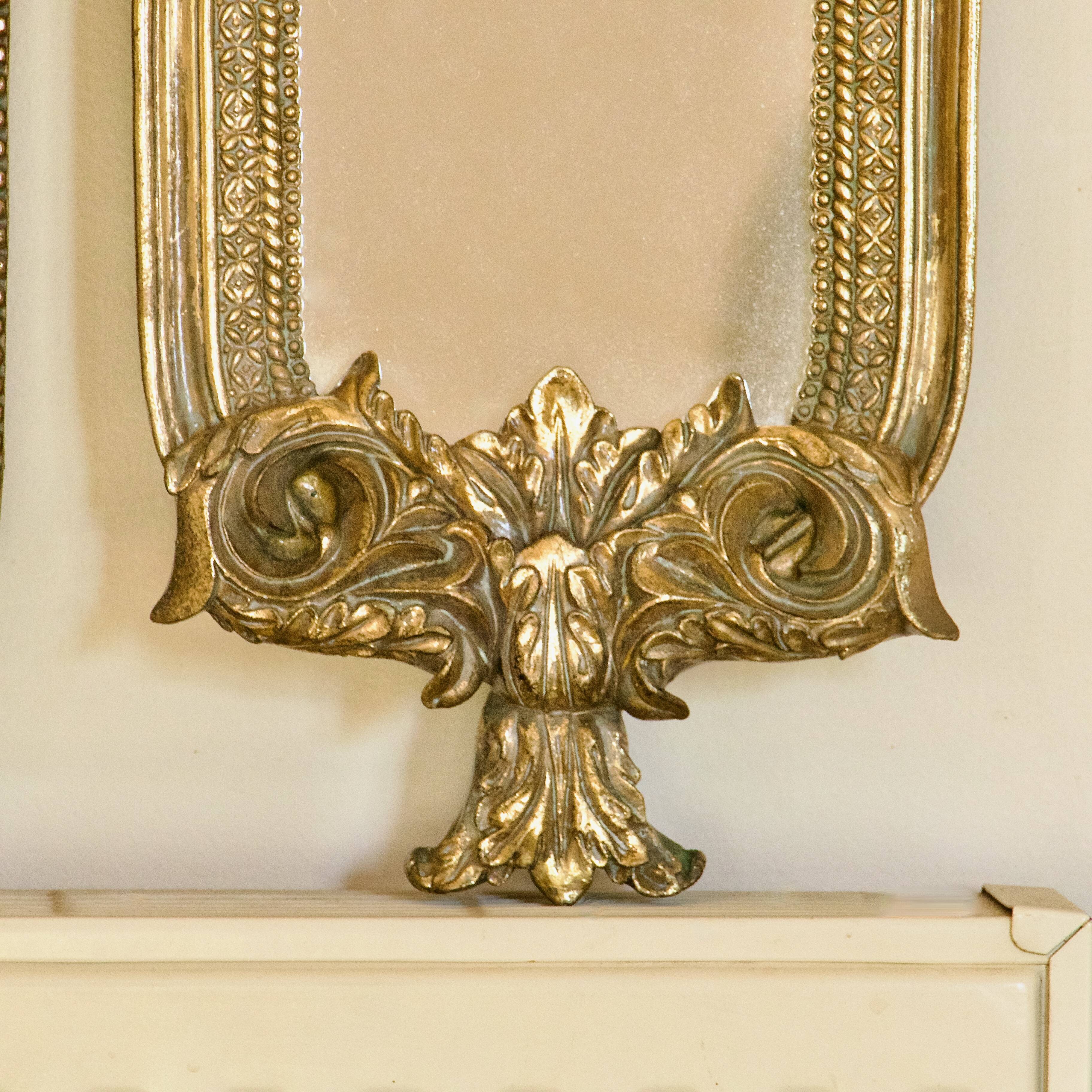 19th century Baroque Rococo gilded mirror triptych
