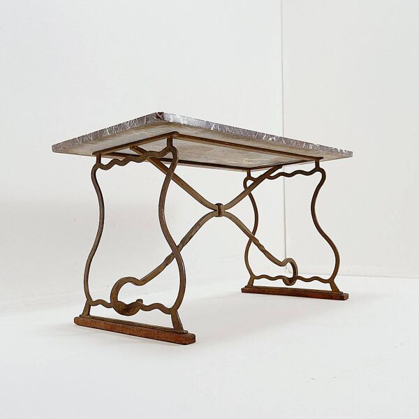 Table basse en fer forgé et marbre