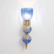 Pair of Murano Glass Blue Wall Sconces with Gold Dust Inclusions