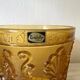 Glasses and ice bucket baroque style amber glass Italy 70s