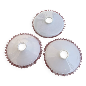 Lot de 3 abats-jour suspensions - opaline blanche