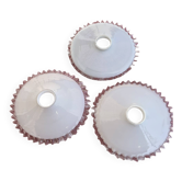 Lot de 3 abats-jour suspensions opaline blanche et collerette festonné