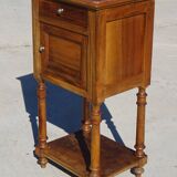 Louis XVI style bedside table in walnut and marble