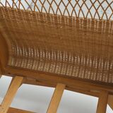 1960s oak and wicker baby bed