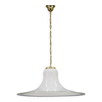 Italian mid-century glass and brass pendant light, 1960s