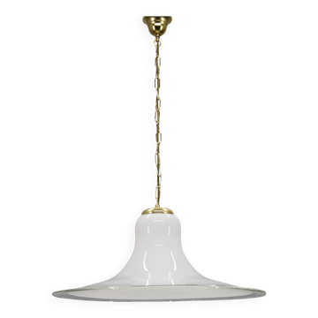 Italian mid-century glass and brass pendant light, 1960s