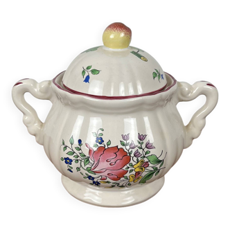 Antique Lunéville sugar bowl, Réverbère model, 1887