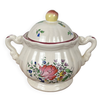 Antique Lunéville sugar bowl, Réverbère model, 1887