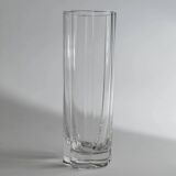 Transparent crystal flower-shaped drinking glasses, vintage 1980s Italy, set of 6 for water and long drinks