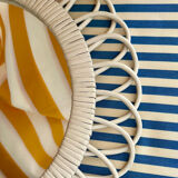 Miroir en rotin blanc année 60/70