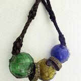 Fishing floats made of blown glass, cork, and rope. France, 1960s.